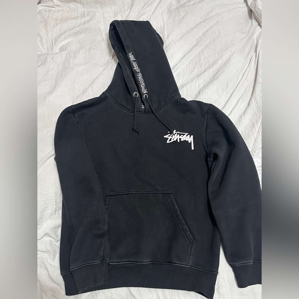 Stussy Black Hoodie with White Logo